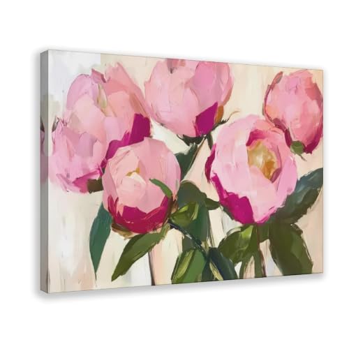 Toile pivoine rose abstraite pour sublimer l'ambiance de votre chambre