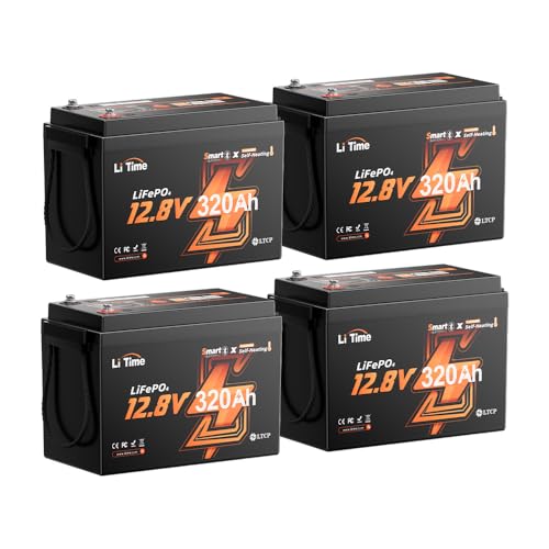 Image of LiTime 12V 320Ah Mini Self-Heating LiFePO4 Battery for RV Solar-4Pack