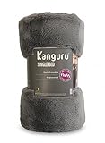 Kanguru Bed,Tagesdecke Fluffy, Fleecedecke für Einzelbett, Extra weich Mikrofaser kuscheldecke, GRAU, 130x230cm, sommerdecke, kinderzimmer Plaid