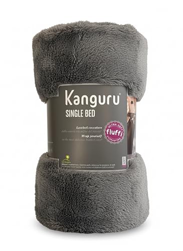 Kanguru Bed,Tagesdecke Fluffy, Fleecedecke für Einzelbett, Extra weich Mikrofaser kuscheldecke, GRAU, 130x230cm, sommerdecke, kinderzimmer Plaid