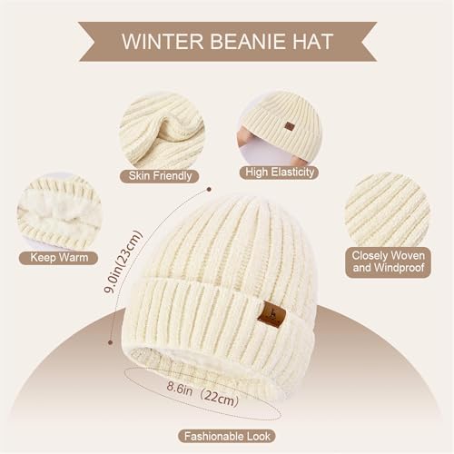 Womens Winter Beanie Hat Scarf Touchscreen Gloves Set Knit Warm Skull Caps Long Neck Scarves for Women Men2