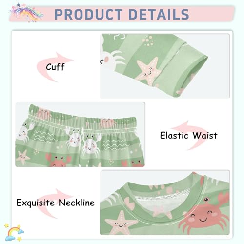 Pajama Sets Long Sleeve Cute Sea Crab Pattern Soft Comfy Sleepwear 2 Piece PJS 3-8T4