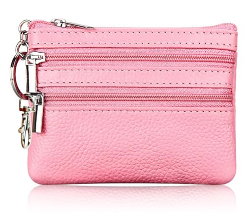 Image of Women's Small Leather Coin Purse with Key Ring and Snap Hook, iToolai Mini Change Card Case Wallet Pouch with Keychain, 07 Pink, One Size (4.33 inchx 3.54 inch), Keychain Coin Pouch With Snap Hook