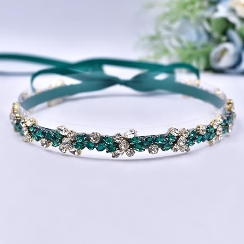 Bride Wedding Belt Bridesmaid Dress Belt Accessories Dark Green Diamond Handmade Suitable for wedding parties3