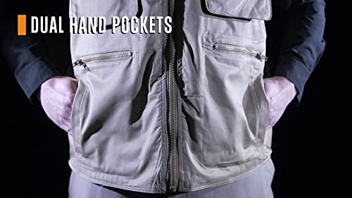 Image of Humvee Ranger Travel Vest for Men, Women, Unisex with Hideaway Hood - Vest for Camping, Photography, Hiking, Outdoor - 100% Cotton, Khaki, XX Large