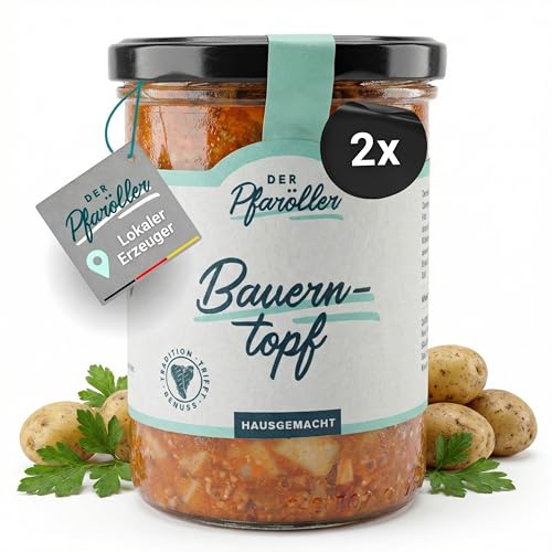 DER PFARÖLLER Bauerntopf 2 Gläser mit jeweils 400 gr. – leckeres Fertiggericht für Topf & Mikrowelle – Hausgemacht & schnell zubereitet