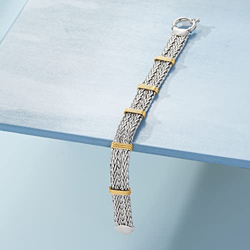 Ross-Simons Two-Tone Sterling Silver Wheat-Link Bracelet3