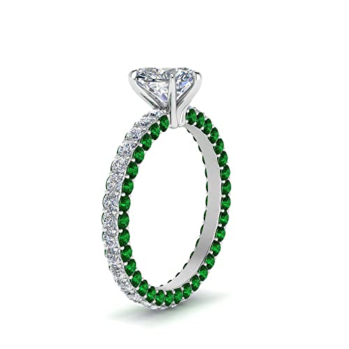 Image of 55Carat Choose Your Gemstone Eternity Ring Sterling Silver Heart Shape Side Stone Engagement Rings Affordable for your Girlfriend, Wife, Wedding Partner US Size 4 TO 12