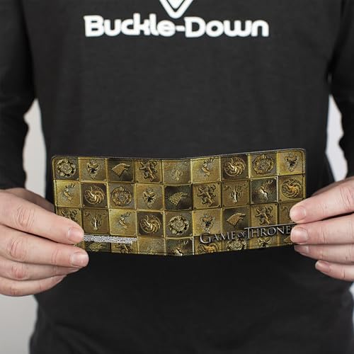 Buckle-Down Men's Game of Thrones Wallet, Bifold, House Sigil Blocks Gold, Vegan Leather, 4.0" x 3.5"4