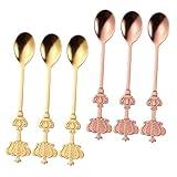HEALEEP 6stücke Teiliges Edelstahl Kaffeelöffel Mit Doppelkrone Eleganter Rührlöffel Für Kaffee Und Desserts Spülmaschinenfest Für Küche Und Gastronomie Und Roségold