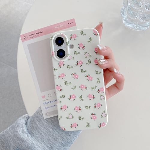 Coque iPhone 16 Plus fleurie rose et blanche en TPU mince QLTYPRI