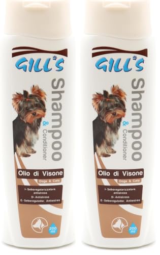 Croci Gill'S - Shampooing Démêlant à l'huile des Vison pour Chiens, Hydrate Le Pelage et Le Rend Lisse et Doux, 200 ML (Lot de 2)