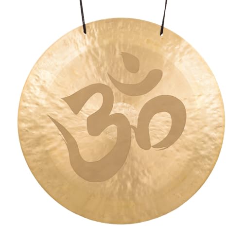 Om Gongs - Includes Rope and Chinese Mallet/Om Engraved Bronze Gong/Great for Meditation & Yoga/Made of Bronze