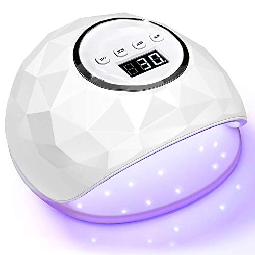 UV LED Nagellampe 86W, Schnellerer Nageltrockner für Gelpolitur, Nagelhärtelampe mit Auto-Sensor, LCD-Bildschirm, 4 Timer-Einstellung für Fingernägel & Fußnägel, Lila Cover