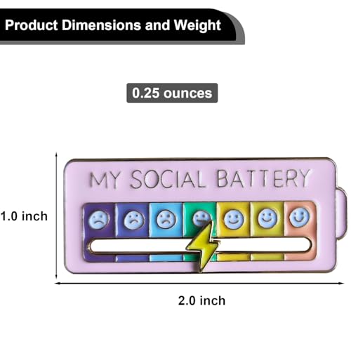 Arturbo Creative 3PCS Social Battery Slider Enamel Pins for Introverts - Unique Mood Expression Accessories for Bags, Hats, and Clothing - Image 6