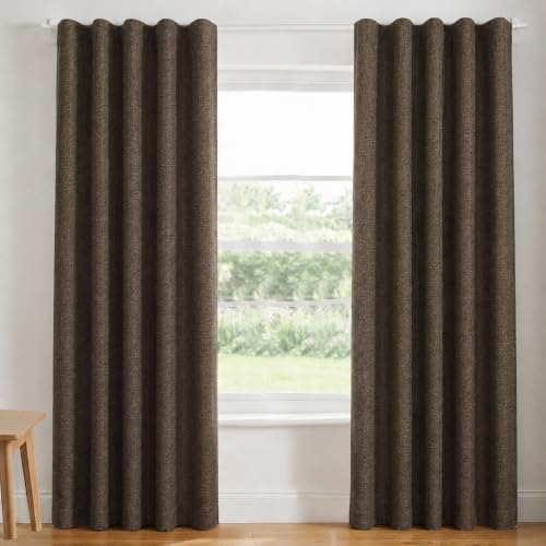 Image of FRESH FROM LOOM Jute Light Block 10 ft Curtain | 10 ft Door Non-Ring Curtains | S-Wave Pleat | | Non-Ring Curtains | S-Wave Pleat | Door parda | Parde (Size - 10ft, Coffee, 2pc)