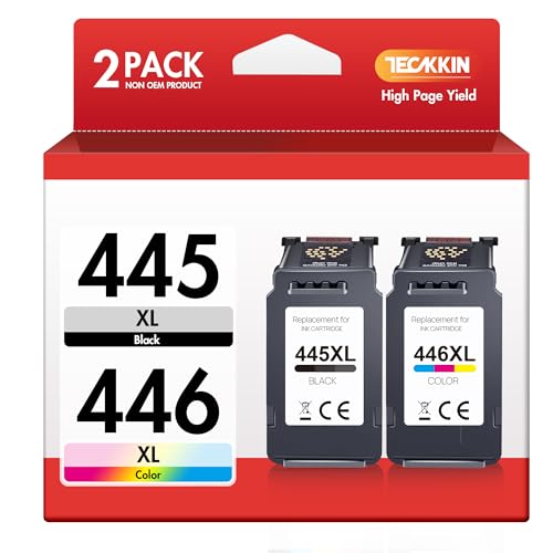 خراطيش حبر PG-445XL / CL-446XL عالية الإنتاجية، بديل لخراطيش حبر كانون 445 / 446، متوافقة مع طابعات كانون Lp2840، Mg2440، Mg2540، Mg2940 (عبوة من 2، 445XL و446XL)