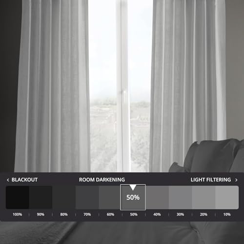 Image of HPD Half Price Drapes Heavy Faux Linen Light Filtering Curtains for Bedroom 84 Inches Long (1 Panel) - Rod Pocket Curtains for Living Room - Window Curtains Home Decor - 50 X 84, Rice White