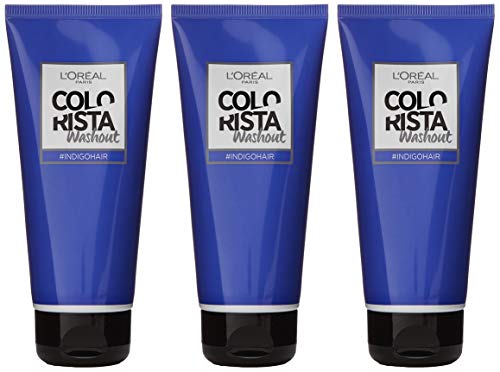 L'Oreal Paris Colorista Washout Semi-Permanent Hair Dye, Indigo Blue, Pack of 3