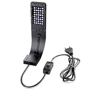 LED Aquarium Beleuchtung Leuchte Clip, Ultradünnes Aquarienleuchte mit Weiß und Blaulicht, 40 LED Aquarium Licht, Schwarz