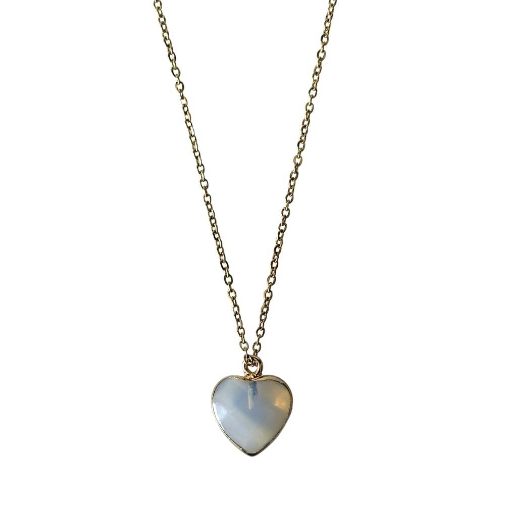 VIE Halo Gemstone Pendant, Heart, Opalite