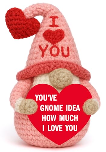 Nain de Noël unique fait main rose, cadeau de Saint-Valentin pour petit ami