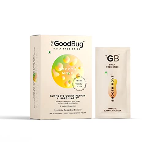 Image of The Good Bug Smooth Move SuperGut Powder|1 Billion CFU of Clinically Proven Strains| Pre + Probiotic + Nutrients|Eases Constipation|Helps Regularise Bowel Movements|30 Days Pack, 30 grams