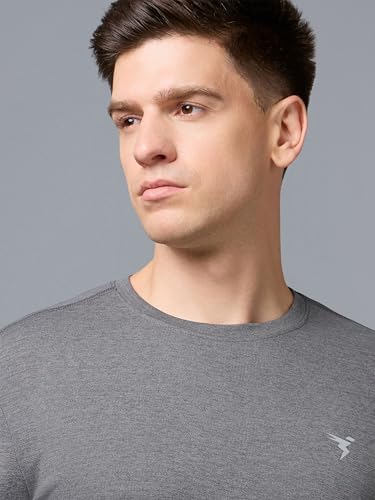 Image of TECHNOSPORT Men's Slim Fit Full Sleeve Round Neck T-Shirt, Double Cool Quick Dry Moisture Wicking Stretchable Sports Gym and Casual Wear