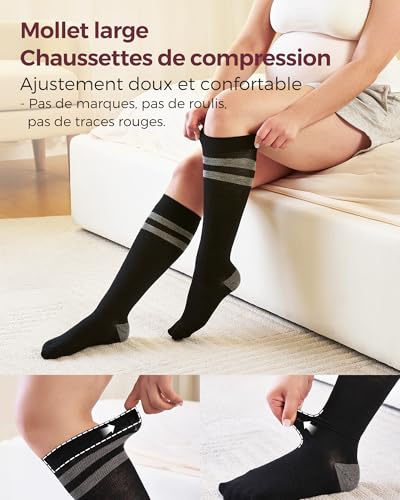 Chaussettes de contention mollets larges Momcozy contre les gonflements