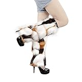 Women's Faux Fur Warm Fuzzy Leg Warmers, Super Soft Winter Long Boots Shoes Cuffs Covers for Party C