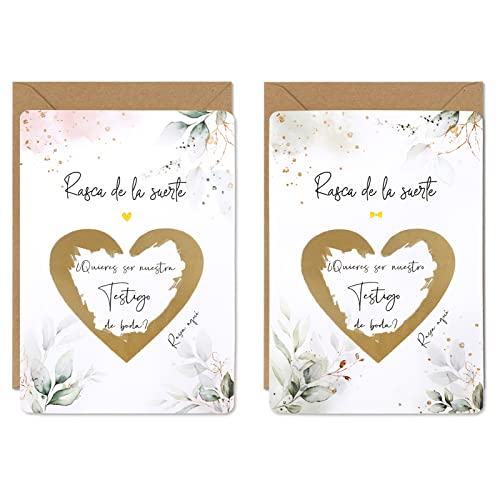 2 peças Cartão de Rascar testemunha 2 peças Sobre Kraft 2 peças autocolante coração cartão convite de casamento parabéns aniversário pedido de testemunhas anúncio casamento de presente