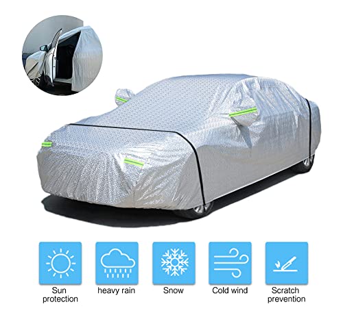 ROADGIVE 3 Layers Car Cover Waterproof All Weather Indoor Outdoor Snow Rain Dust Hail Protection Full Auto Vehicle Snowproof Dustproof Scratch Resistant UV Protection with Zipper(181  -193  )