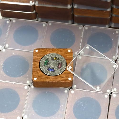 Capsulas de madera nogal para monedas 40mm miniatura 4