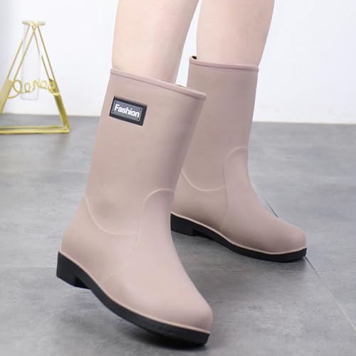 Rain Boots Women Women's Mid Calf Rain Boot Waterproof Garden Shoes Fashion Rubber Boot Anti-Slipping Rainboots3