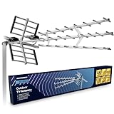 Berdsen Antena DVBT2 z Wzmacniaczem Wewnętrznym 13-15 dB - Zasięg do 80 km - Zewnętrzna Antena Outdoor - Filtr LTE - Full HD Ultra HD 4K
