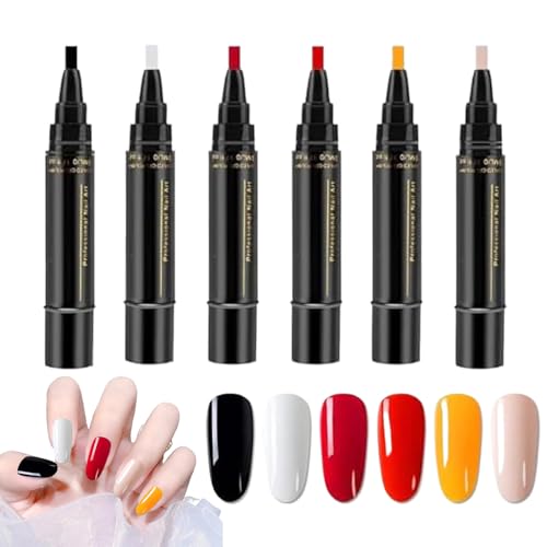 Lot de 6 stylos à ongles 3 en 1 - Stylo à ongles On-e Step - Vernis à ongles UV - Gel UV - Vernis à ongles - Vernis à ongles gel - Vernis à ongles gel -...