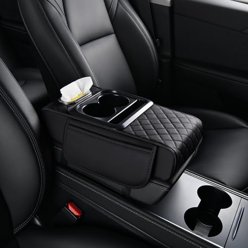 KHDWOB Alfombrilla Reposabrazos Coche para Kia Borrego Stinger, Funda Consola Central en Cuero PU Antideslizante, Protector Duradero y Fácil de Limpiar,B