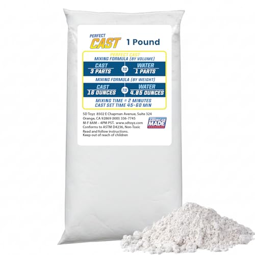 Perfect Cast Mold Casting Powder, Fast-Curing, Non-Toxic, Water-Based Material for DIY Sculptures, Jewelry, Crafts & Models, USA Made, 1 lb Bag