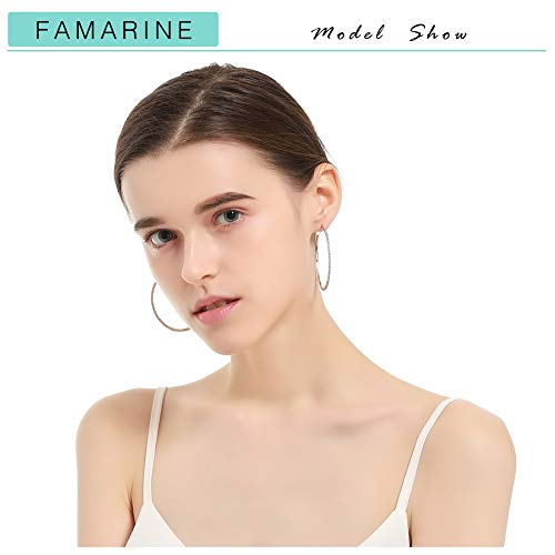 FAMARINE Gold Silver CZ Open C Hoops Earrings, Crystal Cubic Zirconia Hoop Earring Gift for Women2