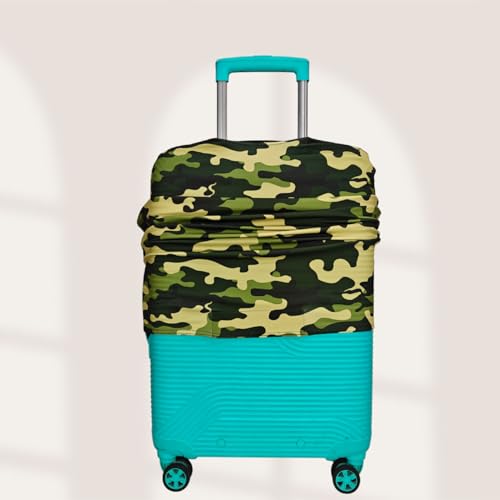 Image of Army Printed Luggage Cover for Traveling Bag & Suitcase - Stretchable & Scratchproof Trolley Protector with Velcro Lock & Lightweight Washable Material(Suitcase Not Included, Only Cover in Product)