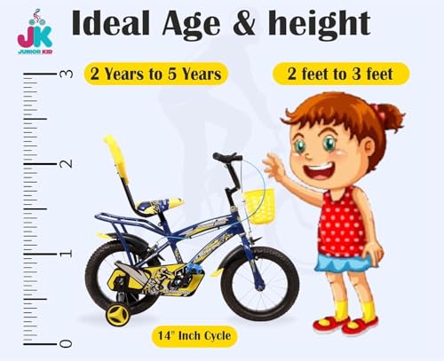 Image of JUNIOR KID 14T PRO Ultra Cycle for Kids | Rigid Bicycle for Kids with Training Wheels |Kid Cycle for 2-5 Years of Children, 8 Inches Navy