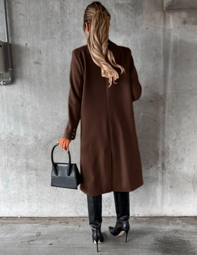 Image of IDEALSANXUN Womens Long Wool Coat Double Breasted Trench Coat Fall Winter Clothes