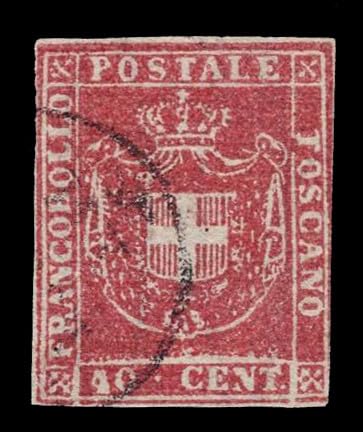 Sello postal 1860 Granducato di Toscana 40 Cent SAS.21 usado de Antiguos Estados