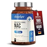 NAC 600 mg | N-Acetylcystein 180 Kapseln | 6 Monate Vorrat | Kapseln Leicht Zu Schlucken Oder Zu Öffnen | NAC 600 mg Nahrungsergänzungsmittel | VitaBright N Acetyl Cystein Supplements