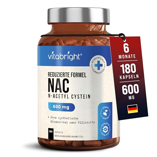 NAC 600 mg | N-Acetylcystein 180 Kapseln | 6 Monate Vorrat | Kapseln Leicht Zu Schlucken Oder Zu Öffnen… – Ansicht 1