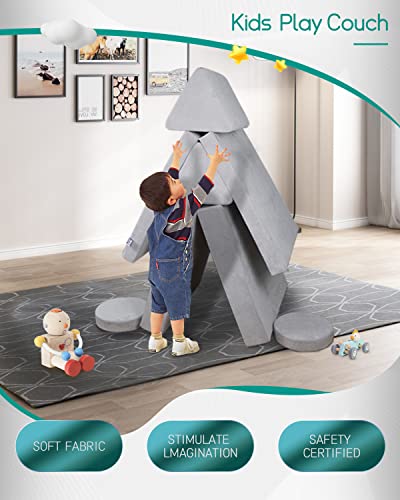 Chxxy 8Pcs Large Size Modular Kids Play Couch,Child Fold Out Sofa, Fortplay Bedroom And Playroom Furniture For Toddlers, Convertible Foam And Floor Cushion Forplaying,Creativing, Sleeping, Gray #TOP5