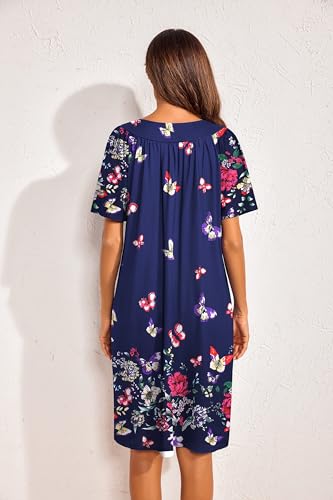 Image of Ekouaer Womens House Dress Floral Print Nightgown with Pockets Mumu Dress