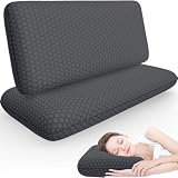 CushyOasis Memory Foam Pillows for Side, Back and Stomach Sleepers, Set of 2, Bed Pillow with Washable Cover and Breathable Mesh, Bed Pillow for Sleeping (Dark Grey,King Size)
