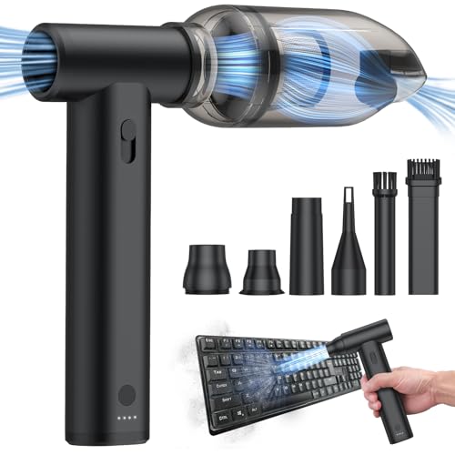 JiGiU Elektrische Staubgebläse und Druckluftspray 2 IN 1 Blasen & Saugen 125000 U/min Stufenlos regelbarer mit 8000mAh Akku USB Wiederaufladbar Compressed Air Duster Reinigungsset für PC Auto Sofa