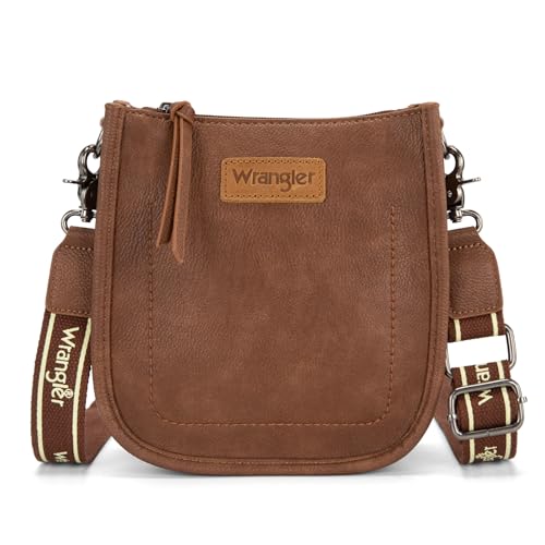 Image of Wrangler Small Crossbody Bag for Women, Mini Shoulder Purse with Adjustable Strap, Vegan Leather Phone Purse